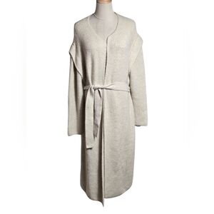 Express Cream Fuzzy Maxi Tie Cardigan Sweater
